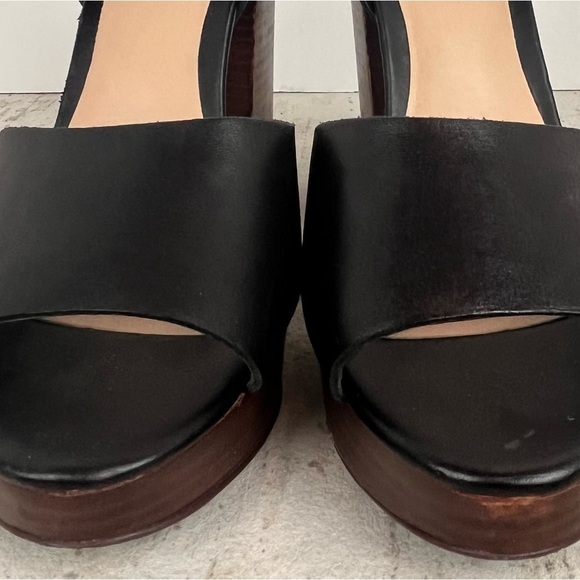 BLEECKER & BOND Sienna Leather Heels Black Size 7.5 Stacked Heel - Picture 5 of 16